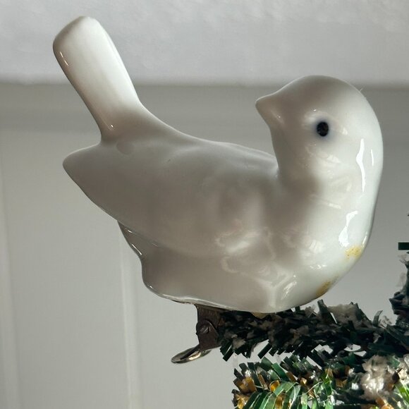 Porcelain Dove Bird Ornaments Two Clip on Christmas Tree Holiday Home Decor - Picture 3 of 8